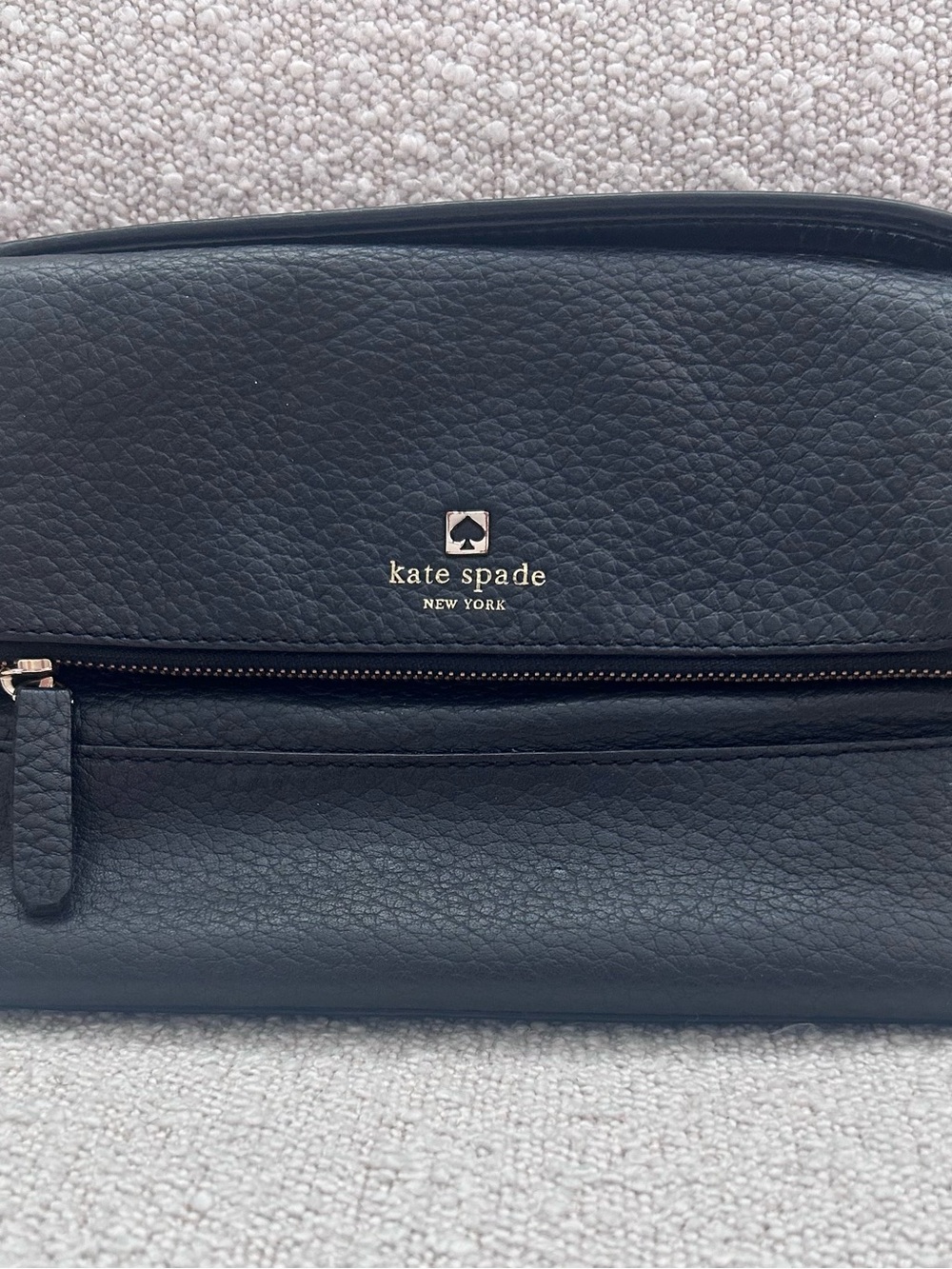 Kate Spade Black Pebbled Leather Zip Clutch